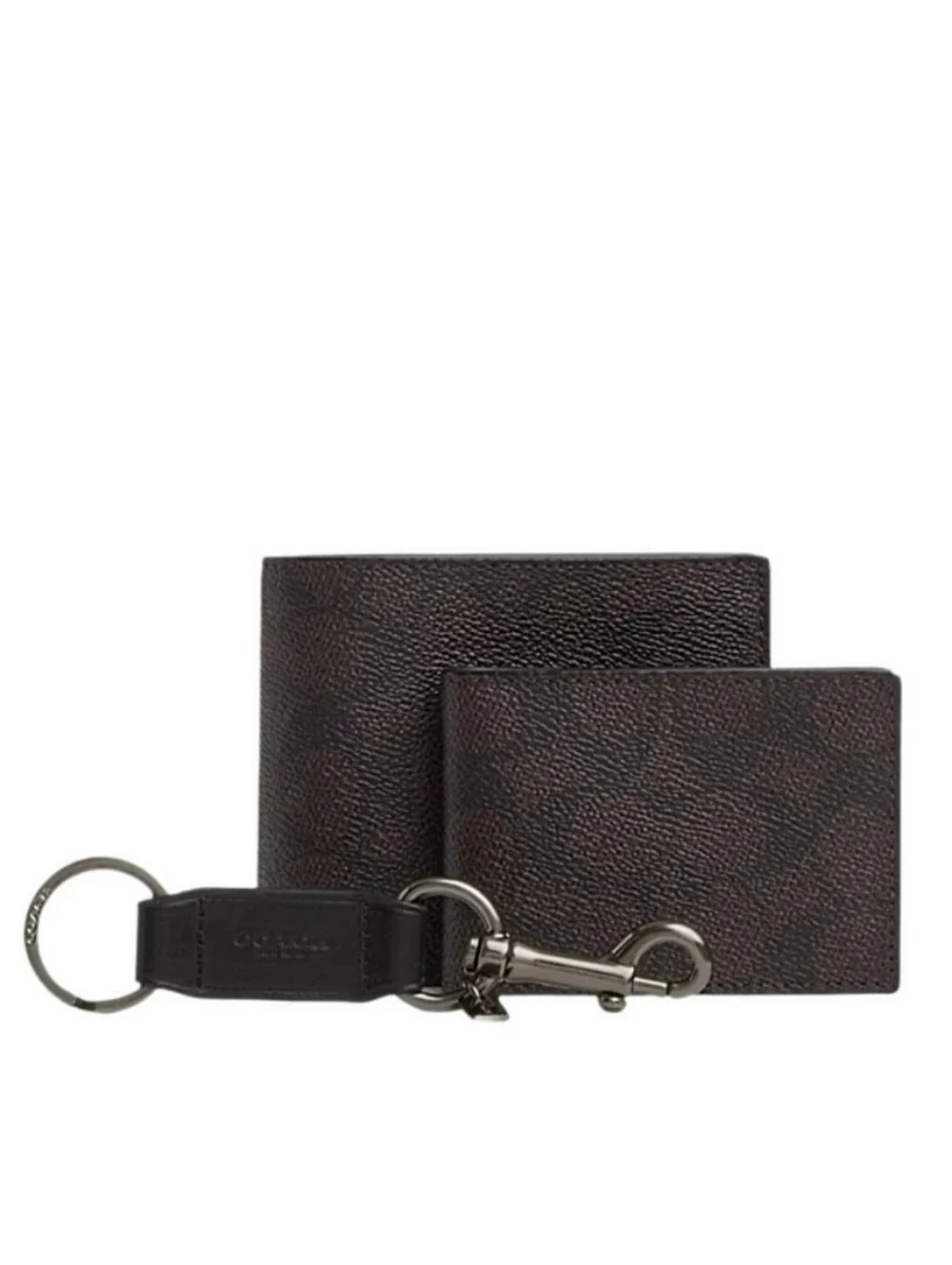 💼 NWT Men's Coach Walnut Brown Signature Compact Billfold Credit Card ID Wallet